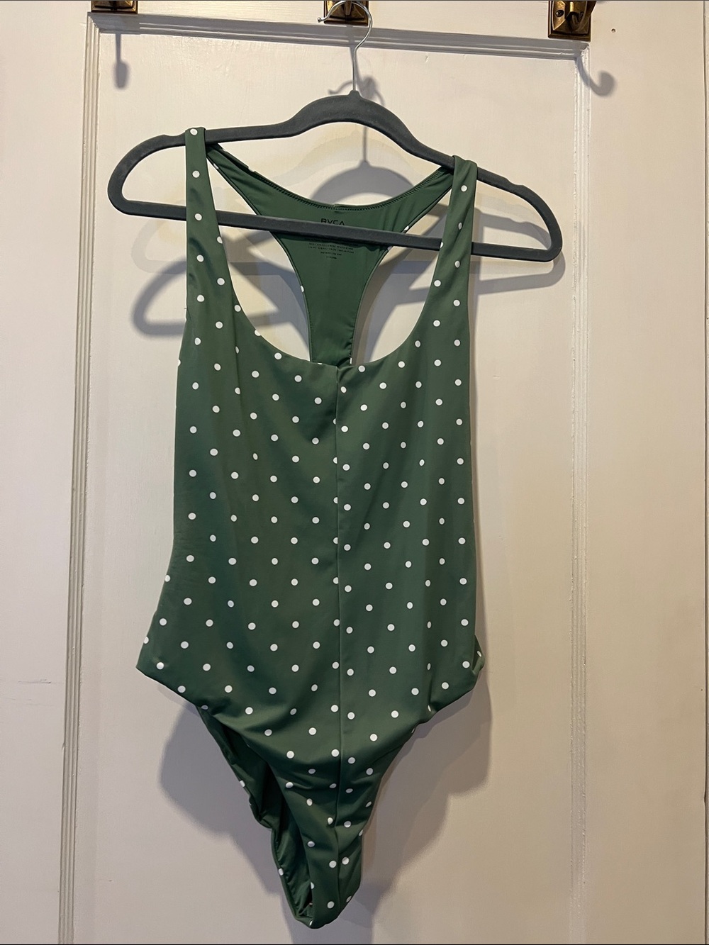 Adorable RVCA Green Polka Dot One-Piece Swimsuit